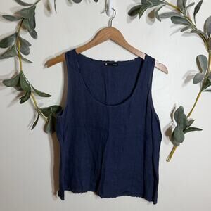 Revolve Krisa Dark Blue Linen Tank